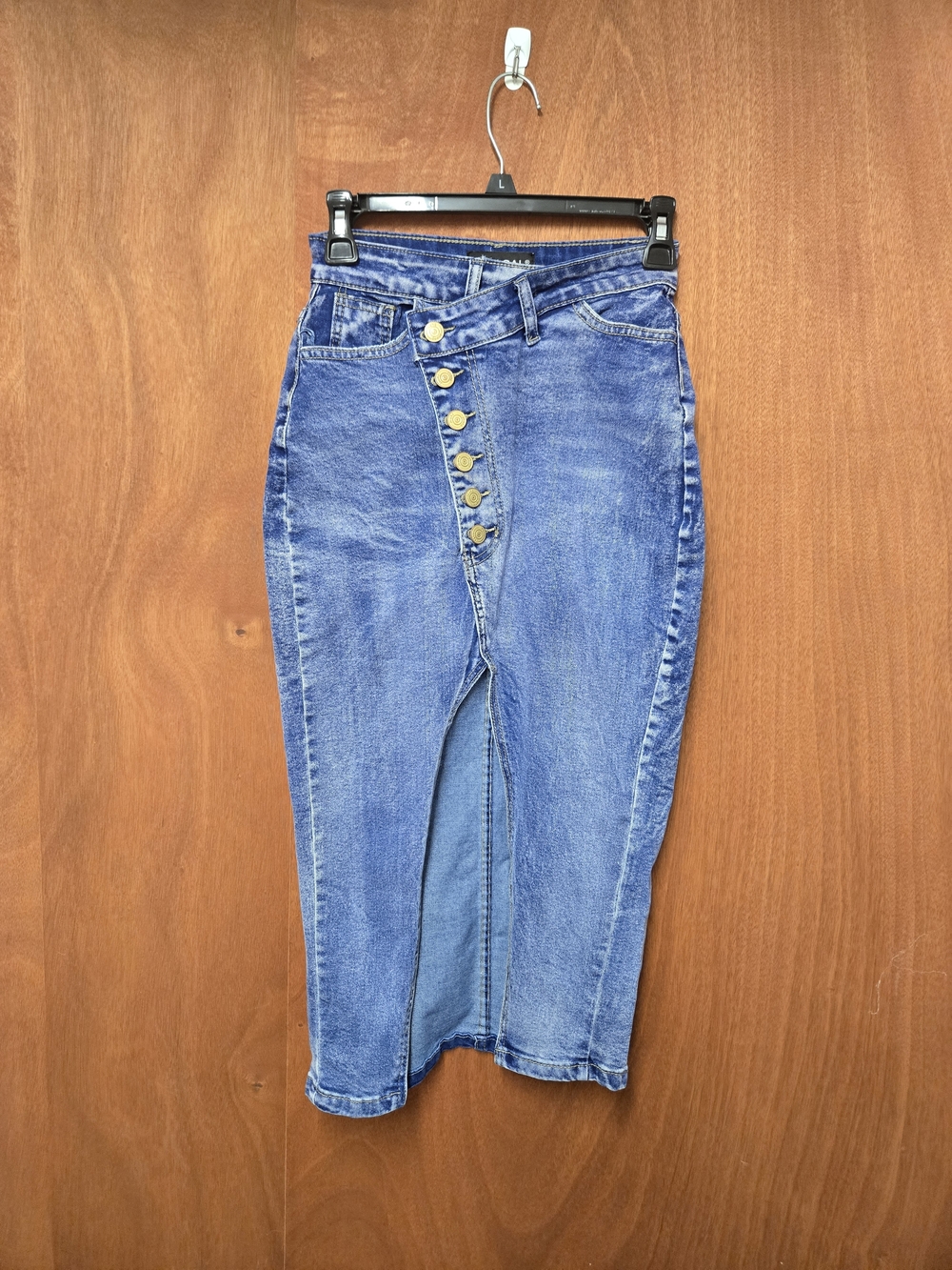 Loragal Small Button-Front Blue Denim Maxi Skirt